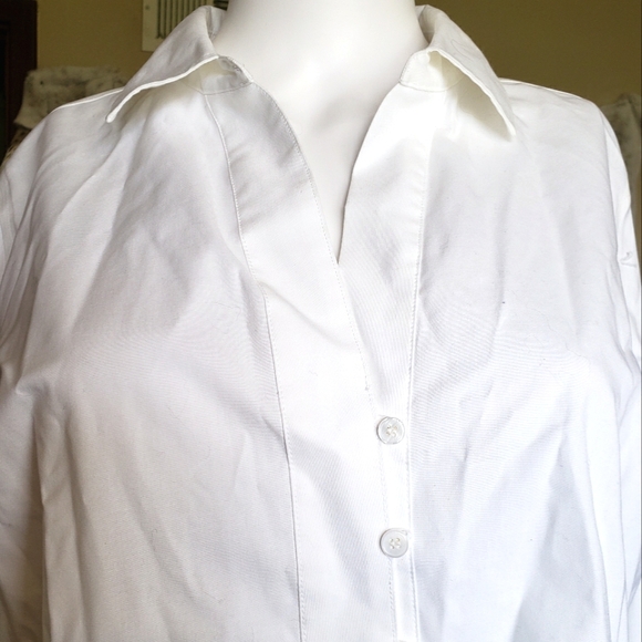 Talbots Blouse Shirt White Long Sleeve Pullover Stretch Women's Size 8 - Picture 4 of 12